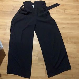 Black paper bag waist trousers